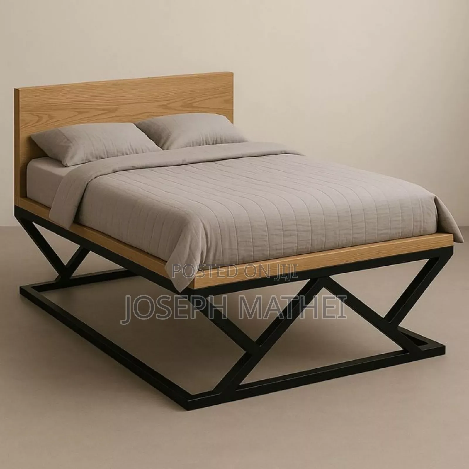 Simple Bed Metal +Wood
