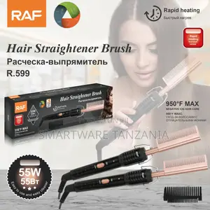 Raf R.599 Hair Straightener Brush 55w Rapid Heating Rose Gold