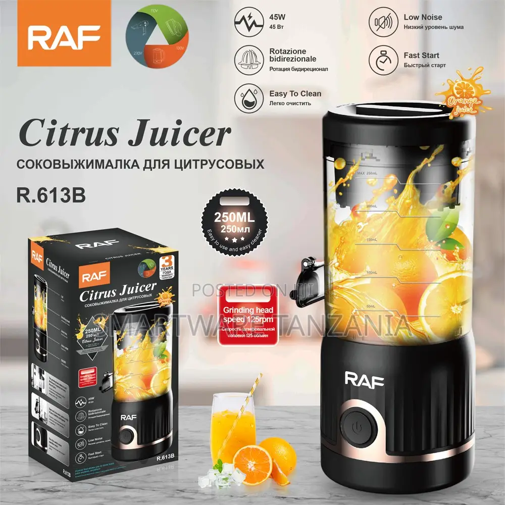 Raf R.613b Citrus Juicer 45w Bidirectional Rotation 250ml Black