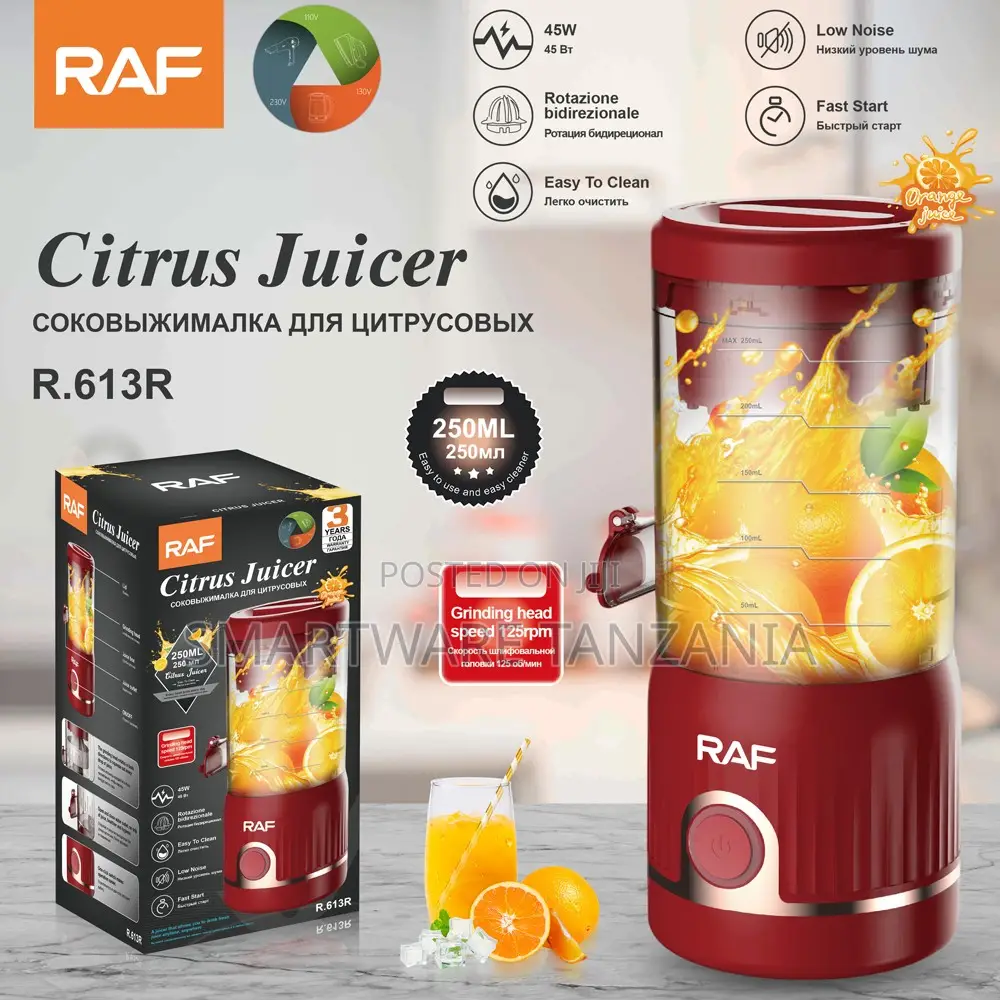 Raf R.613r Citrus Juicer 45w Bidirectional Rotation 250ml Red