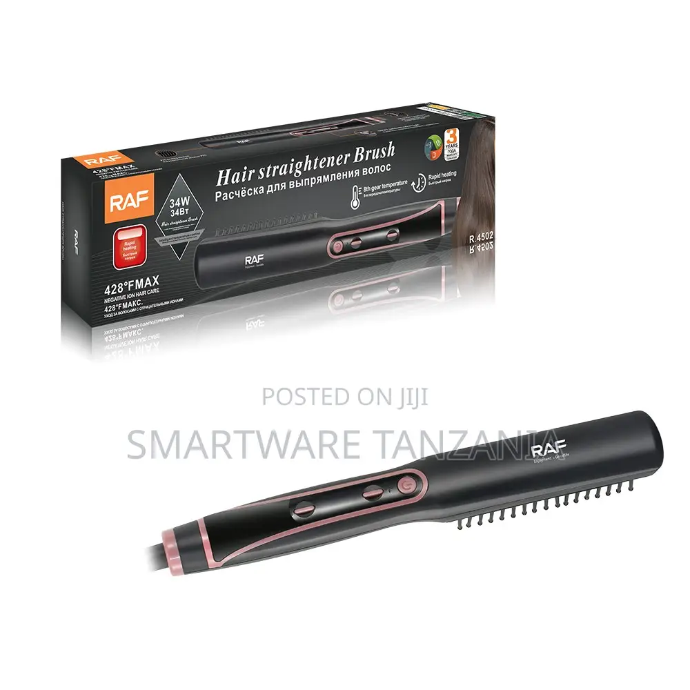 Raf Hair Straightener Brush R.4502 34w 428f Max 5 Temperature Black