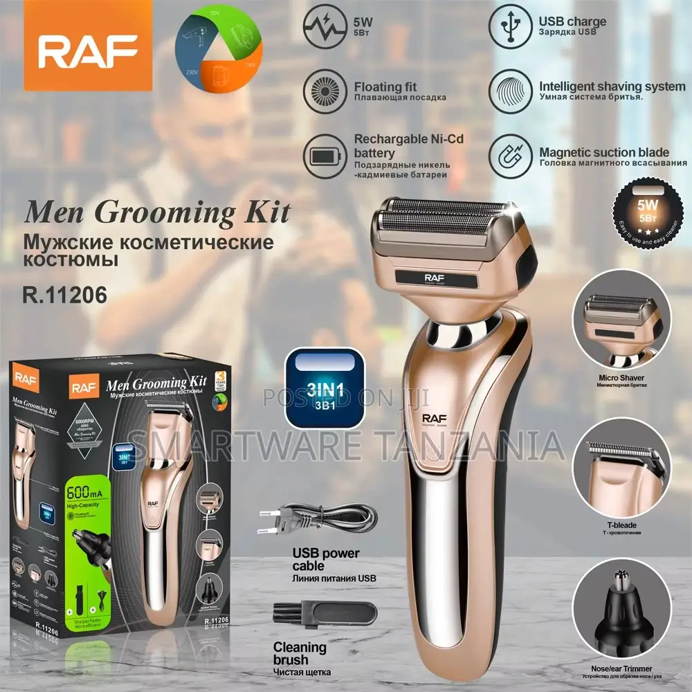 Raf R.11206 Men Grooming Kit 5w 3-in-1 Usb Rechargeable Shaver