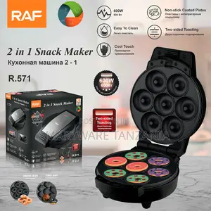 Raf R.571 2-in-1 Snack Maker 600w Non-stick Donut Cupcake Black
