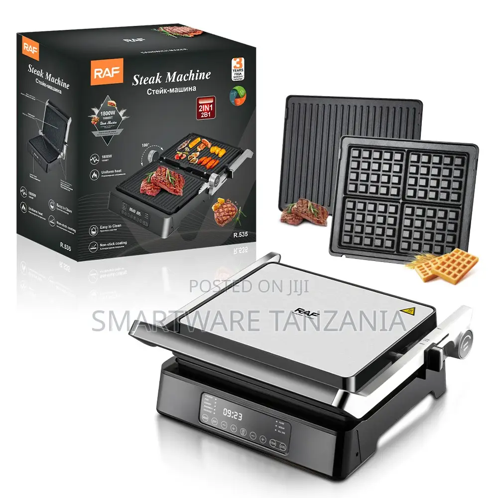 Raf Electric Grill R.535 1800w 2-in-1 Waffle Plates Non-Stick