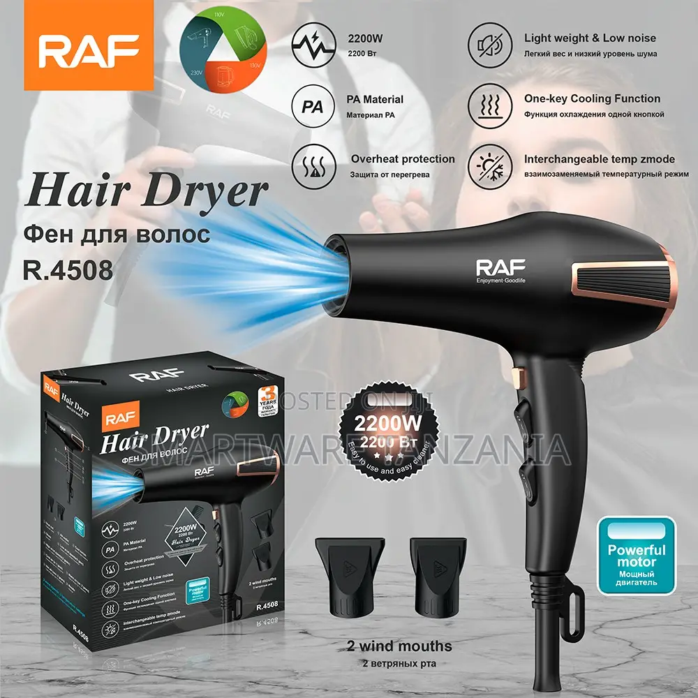 Raf R.4508 Hair Dryer 2200w Pa Material Low Noise Rose Gold Black