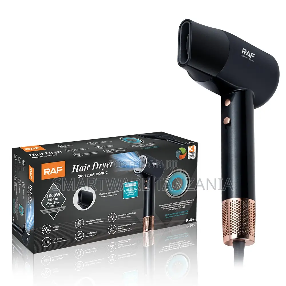 Raf Professional Hair Dryer 1600w R.407 Fast Dry Ionic Magnetic Nozzle