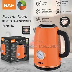 Raf Electric Kettle 2000w R.7911o 2l Stainless Steel Orange Rose Gold