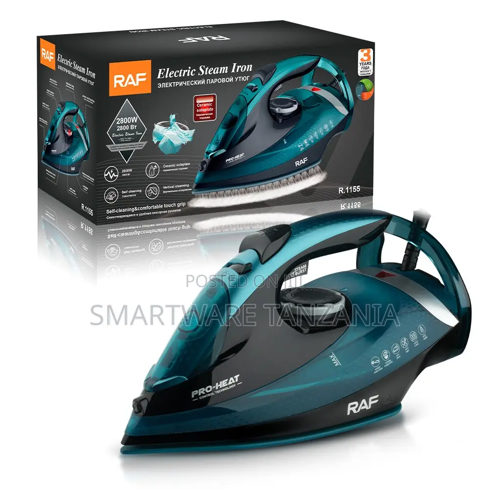 Raf 2800w Steam Iron R.1155 Ceramic Pro Heat Vertical Steam Teal
