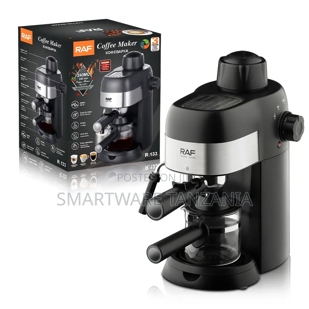 Raf 800w Espresso Machine R.133 4 Cup Cappuccino Maker Steam Wand