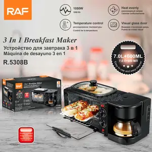 Raf Breakfast Station R.5308b Black 3-in-1 Oven Coffee Griddle