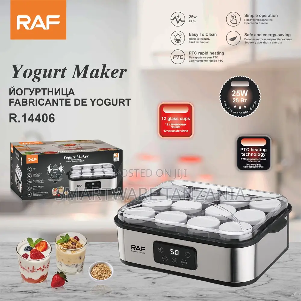 Raf Yogurt Maker R.14406 25w 12 Glass Cups Ptc Digital Display