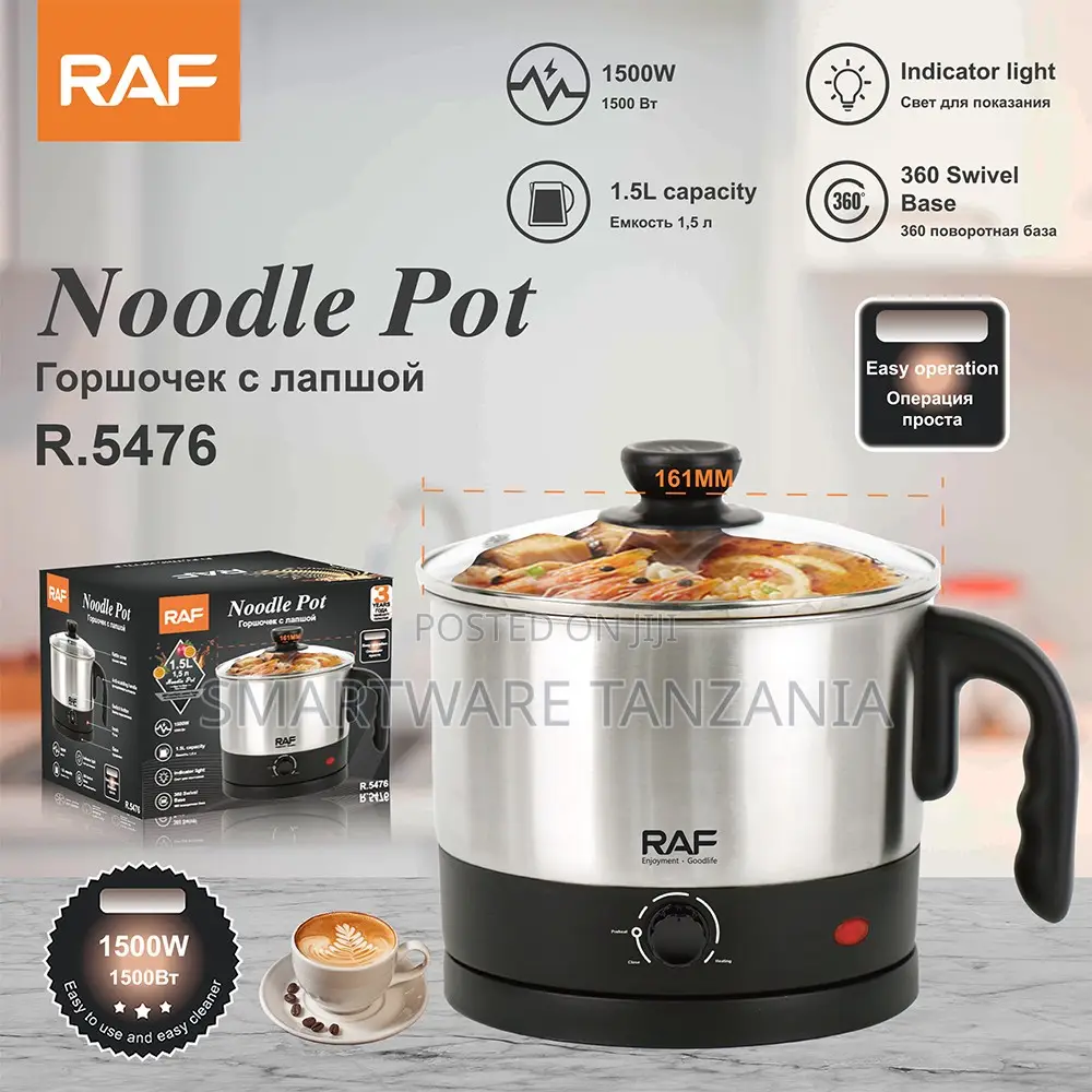 Raf Electric Noodle Pot R.5476 1500w 1.5l Stainless Steel Cooker