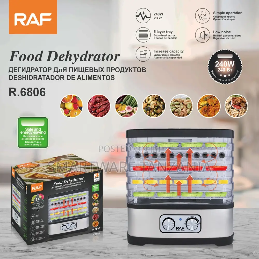 Raf Food Dehydrator R.6806 240w 5 Layer Tray Fruit Dryer Timer