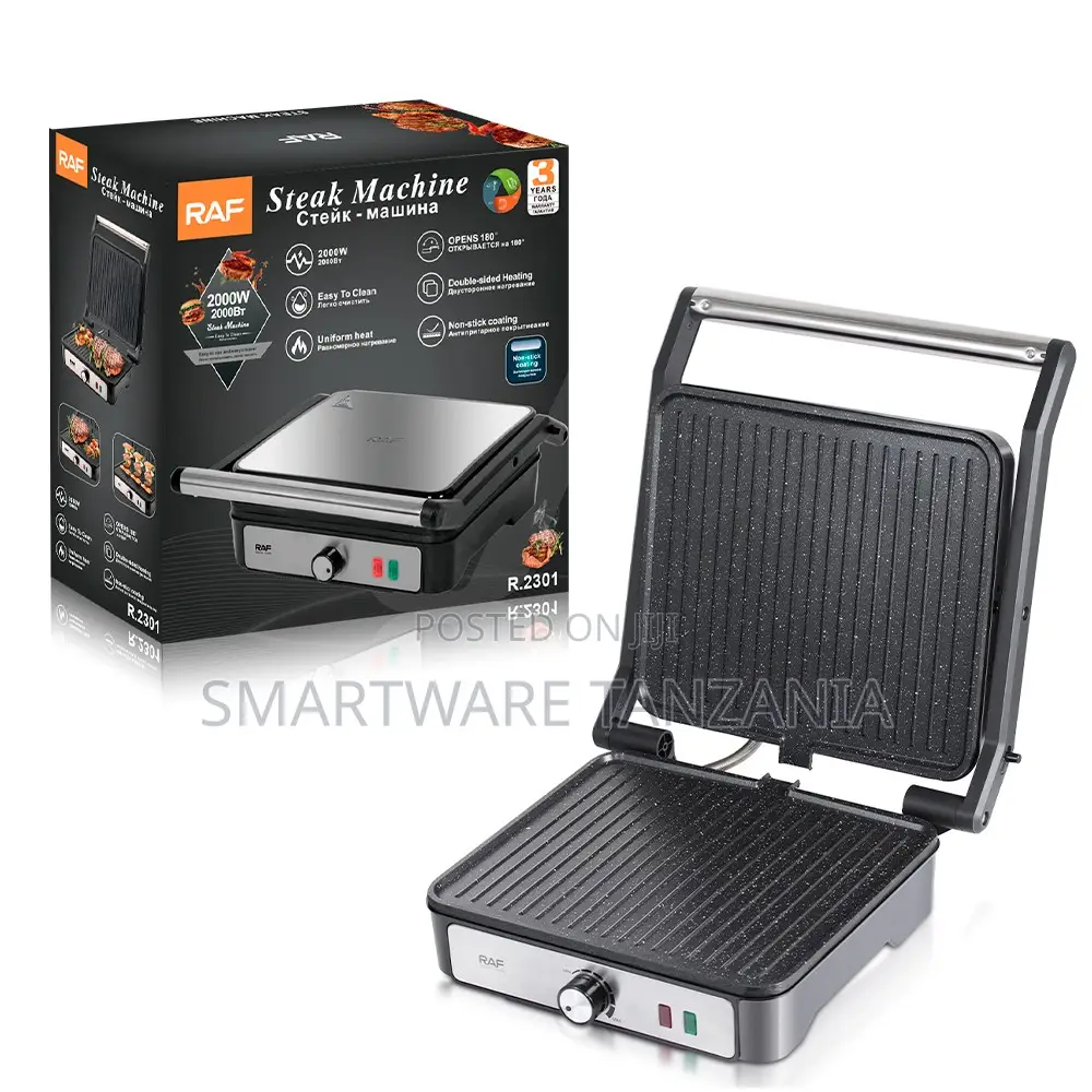 Raf 2000w Contact Grill R.2601 180 Degree Open Non-Stick Plates