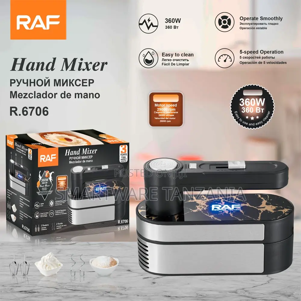 Raf Hand Mixer R.6706 360w 5 Speed 25000 RPM Stand Base Smooth