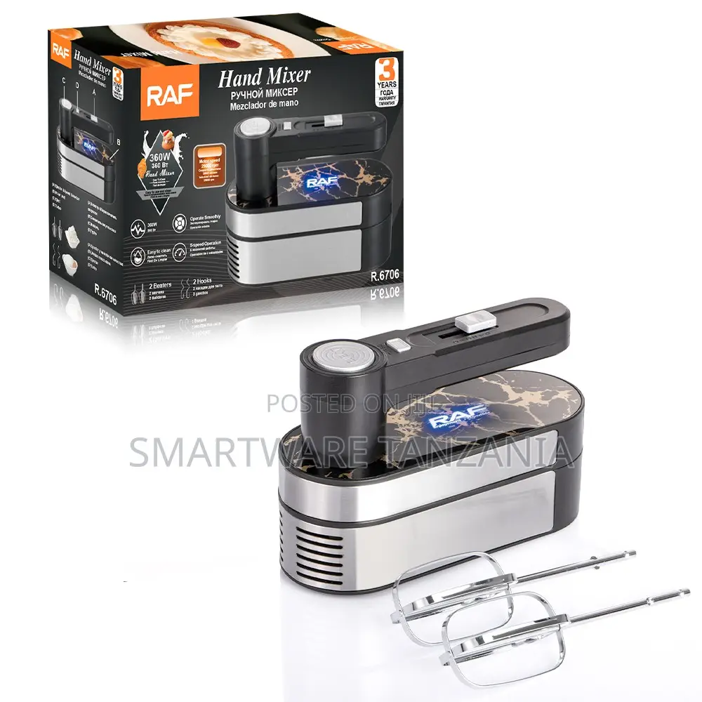 Raf 360w Hand Mixer R.6706 Stand 5 Speed 25000 RPM Marble Base
