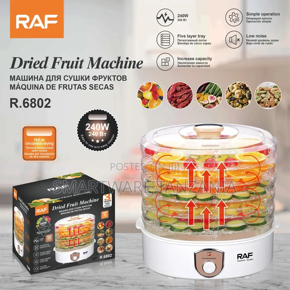 Raf 240w Dehydrator R.6802 5 Tray Knob Control Hot Air Circulation