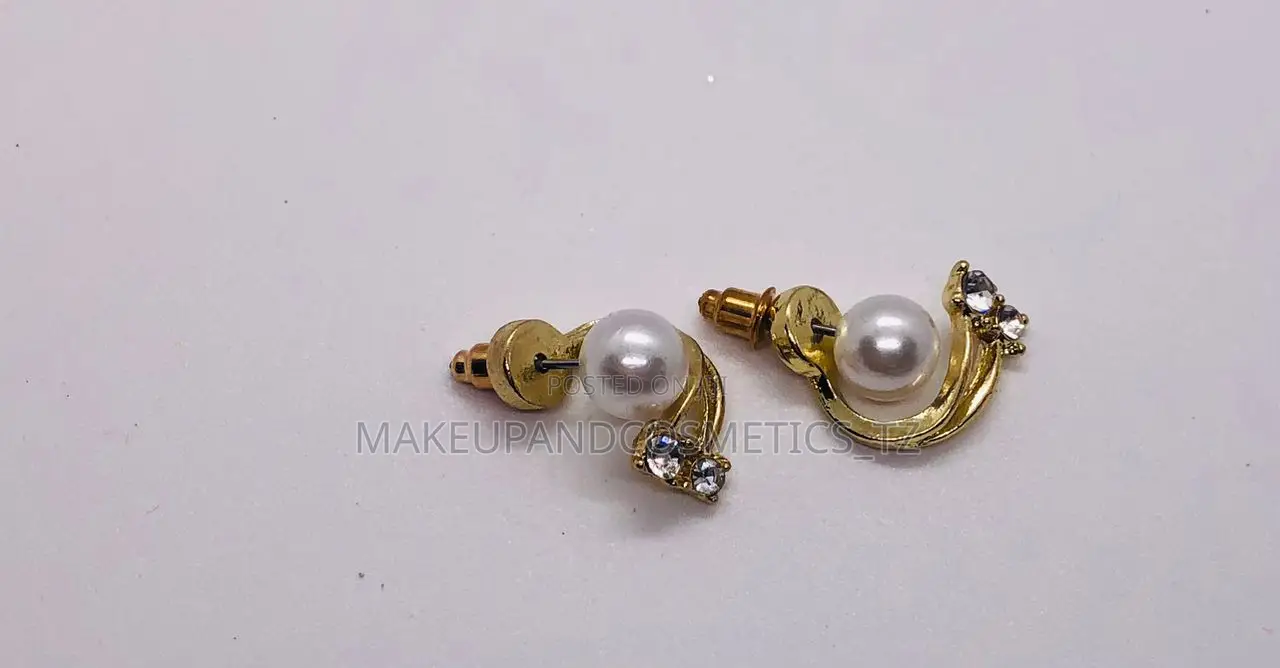 Pair of Gold-Toned Pearl Earrings