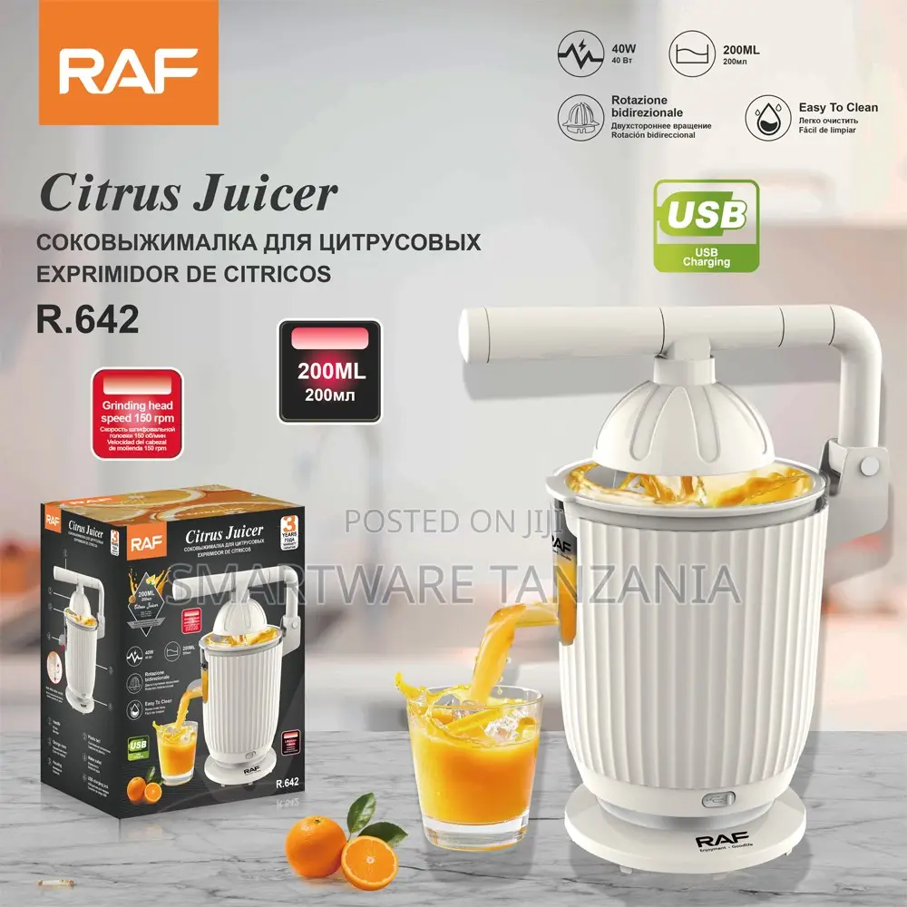 Raf 40w Usb Rechargeable Citrus Juicer 200ml Press R.642