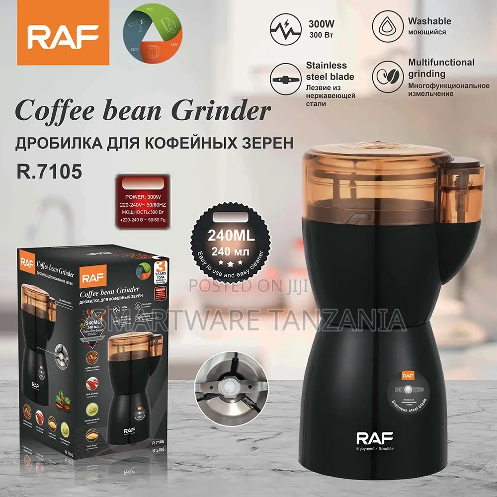 Raf 300w Coffee Grinder 240ml Stainless Steel Blade Mill R.7105
