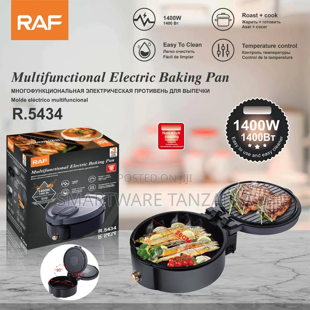 Raf Electric Frying Pan 1400w Non-Stick Grill Roaster R.5434