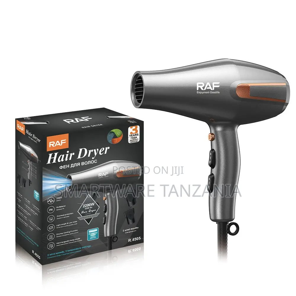 Raf Hair Dryer 2200w Powerful Motor Dual Nozzle Attachment