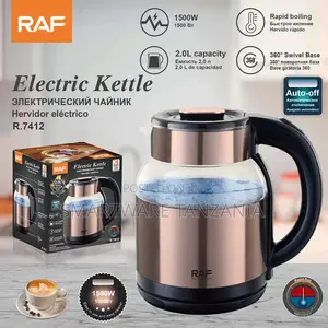 Raf 1500w Glass Electric Kettle 2l Rapid Boil 360 Swivel Base