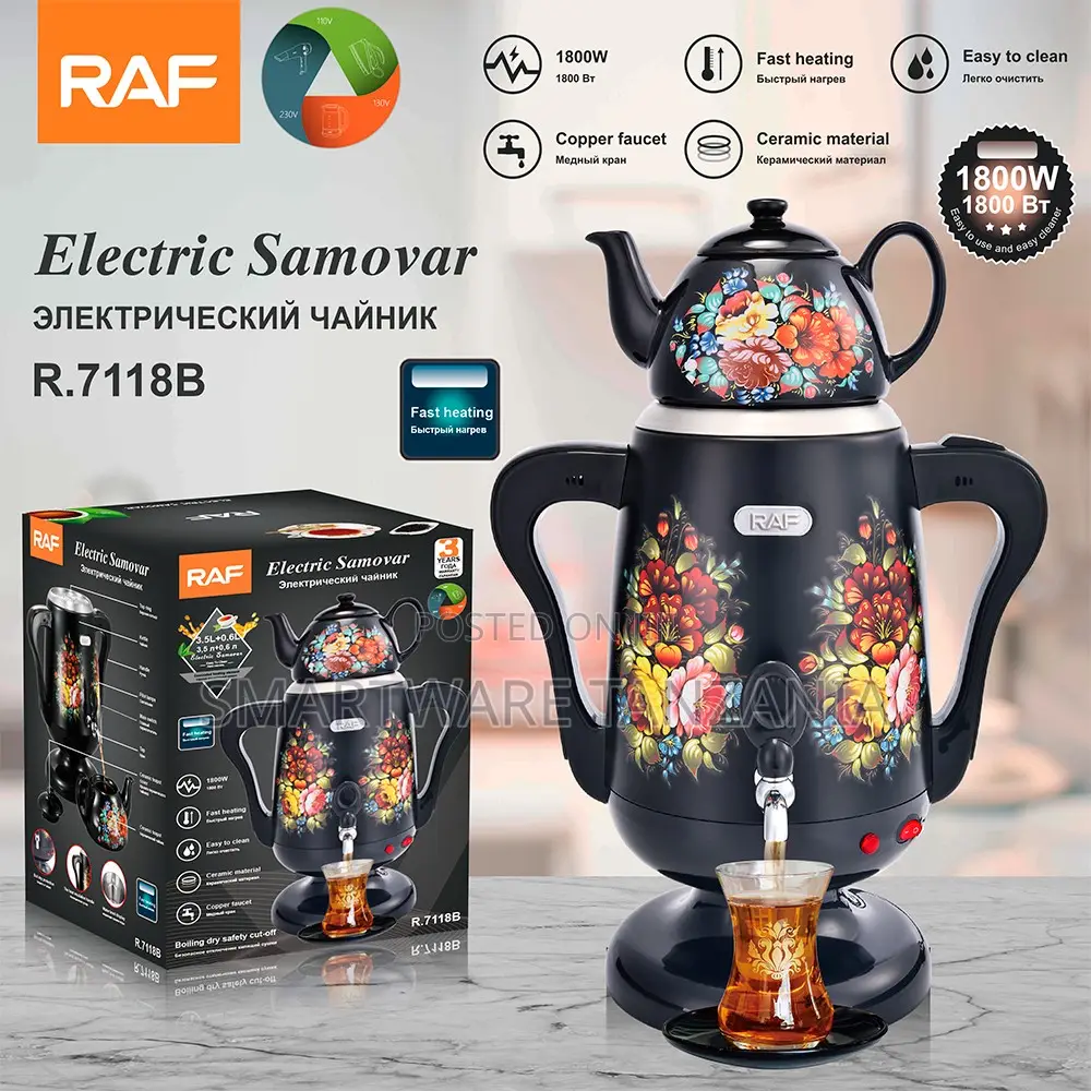 Raf 1800w Electric Samovar Floral Design Russian Tea Maker