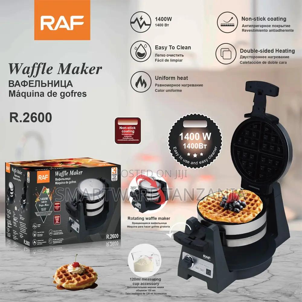 Raf Waffle Maker 1400w Non-Stick Coating Rotating Belgian Waffle Iron