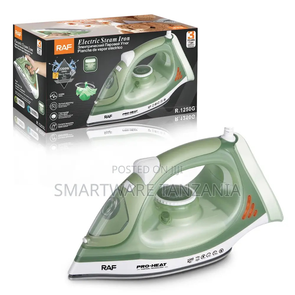 Raf Electric Steam Iron 2200w R.1250g Ceramic Plate Vertical Steam