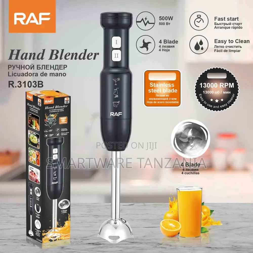 Raf Hand Blender 500w R.3103b Immersion Blender 13000 RPM Black