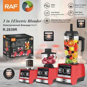 Raf Electric Blender 500w R.2839r Red 3in1 Multi Blender 20000rpm