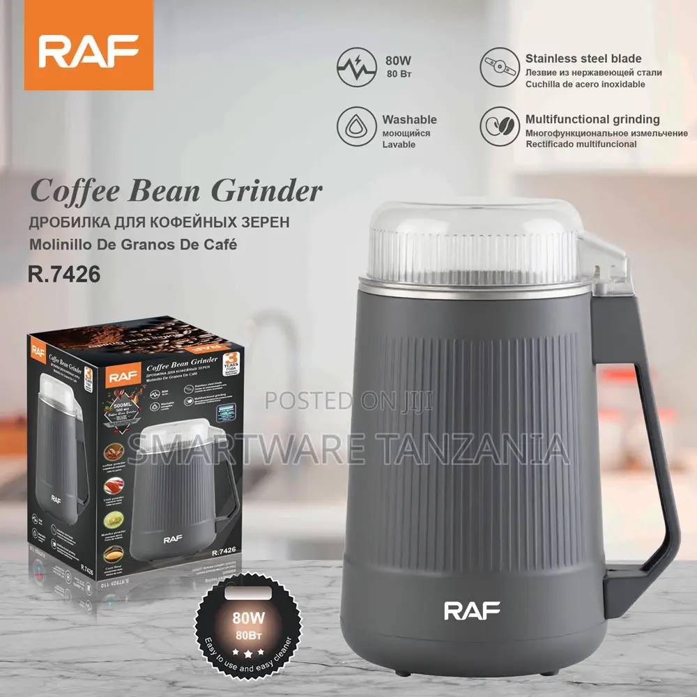 Raf Coffee Grinder 80w R.7426 Electric Bean Grinder Stainless Steel