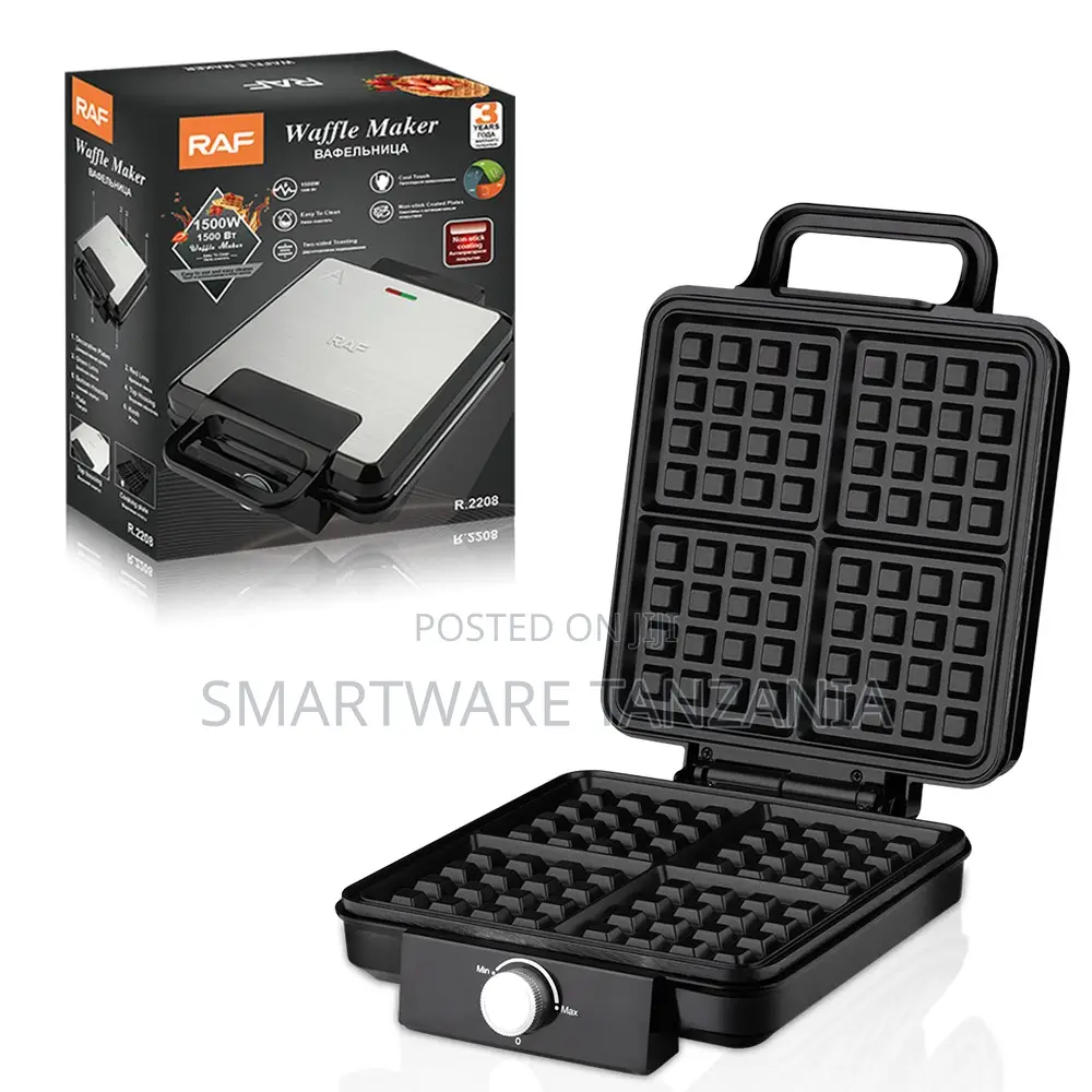 Raf Belgian Waffle Maker 1500w R.2208 4 Section Non-stick Iron