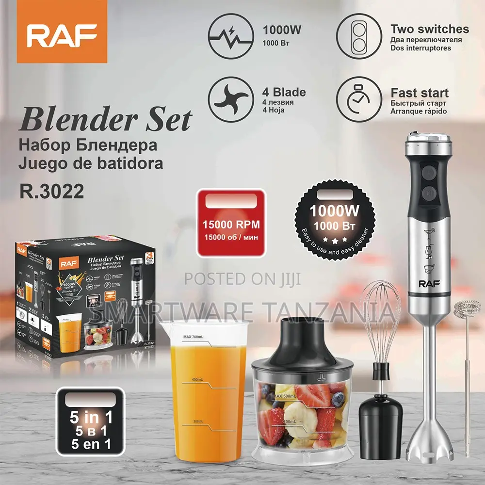 Raf Blender Set 1000w R.3022 5in1 Immersion Blender 15000 RPM Kit