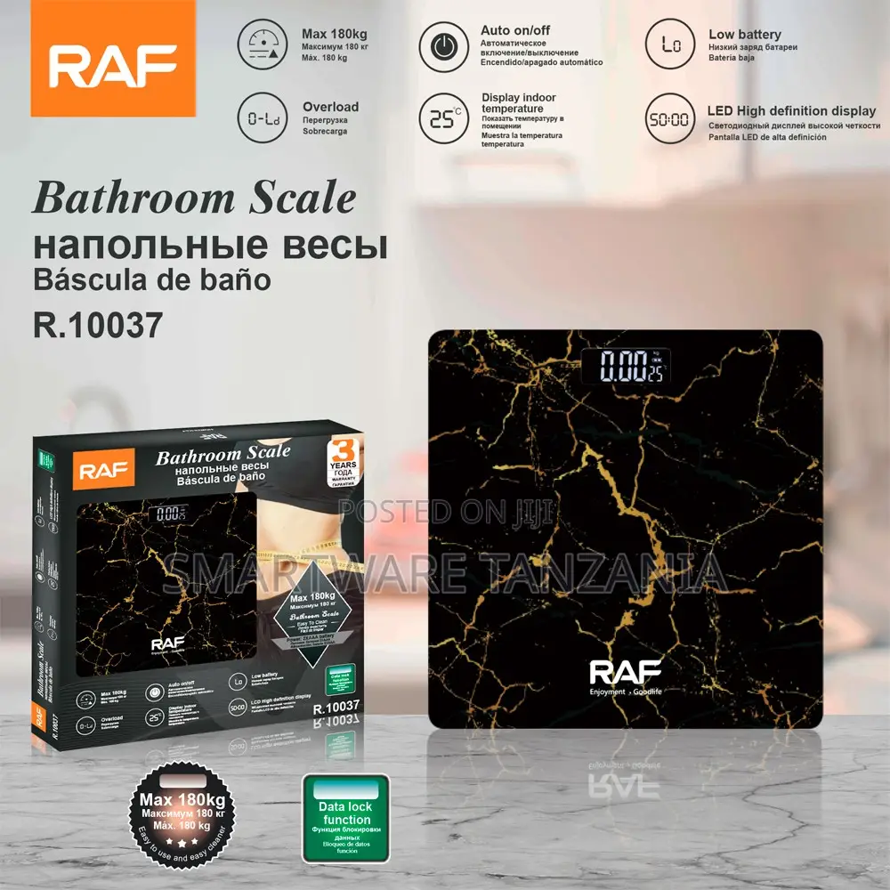 Raf Digital Bathroom Scale 180kg Led Display With Marble Glass