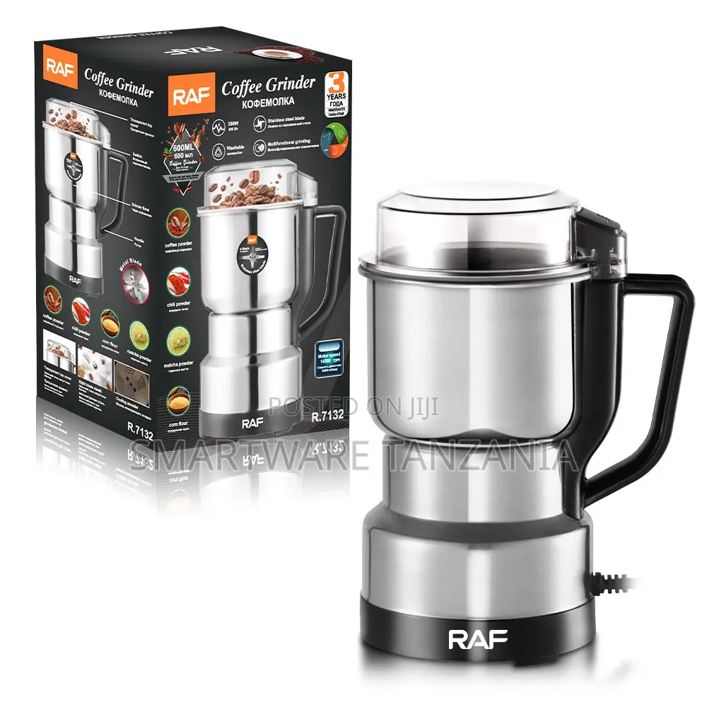 Raf Electric Coffee Grinder 300w Stainless Steel Multi Grinding