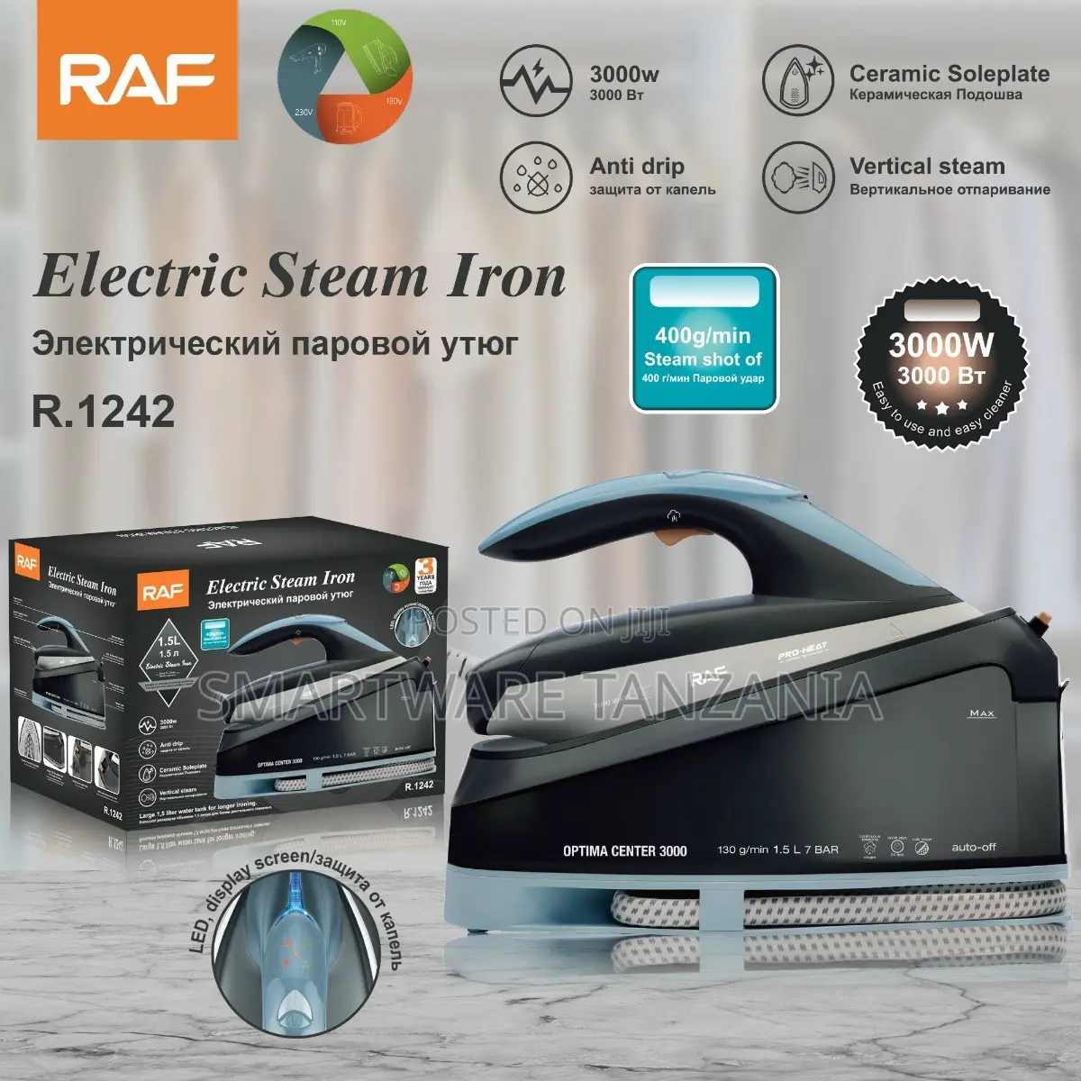 Raf Optima Center 3000 Steam Station Iron 3000w Anti-Drip System