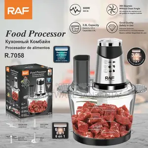 Raf 6-in-1 Food Processor 600w 3l Bowl Meat Grinder Chopper R.7058