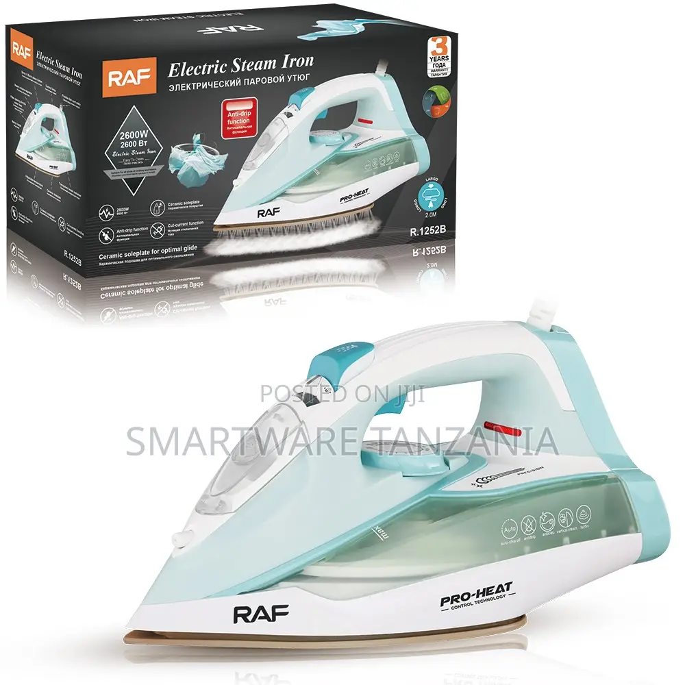 Raf Steam Iron 2600w Aqua Blue Ceramic Anti-Drip R.1252b