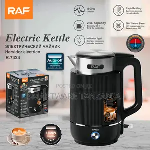 Raf Electric Kettle 1800w 2l Black Auto-Off Rapid Boil R.7424
