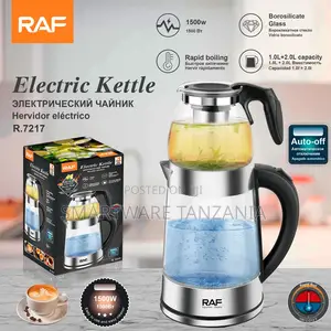 Raf Glass Tea Kettle 1500w 1l+2l Dual Chamber Infuser R.7217
