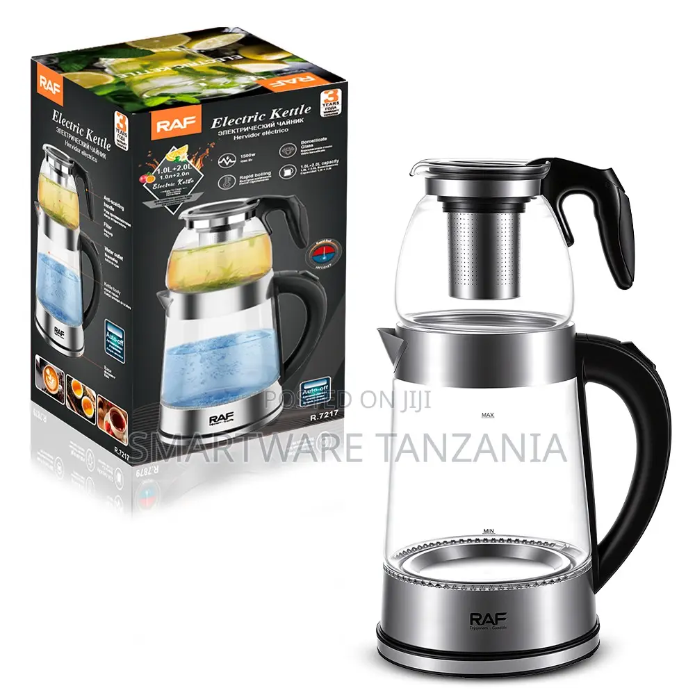 Raf Premium Tea Kettle 1500w Glass Infuser 360 Swivel R.7217