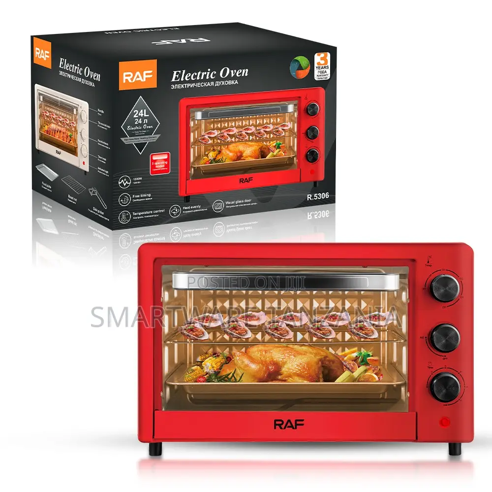 Raf R.5306 Red Electric Oven 24l - Compact Countertop Toaster Oven