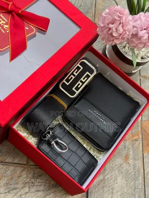 Men's Leather Sets of Belt Wallet and Keyholders Extensively Very Nice