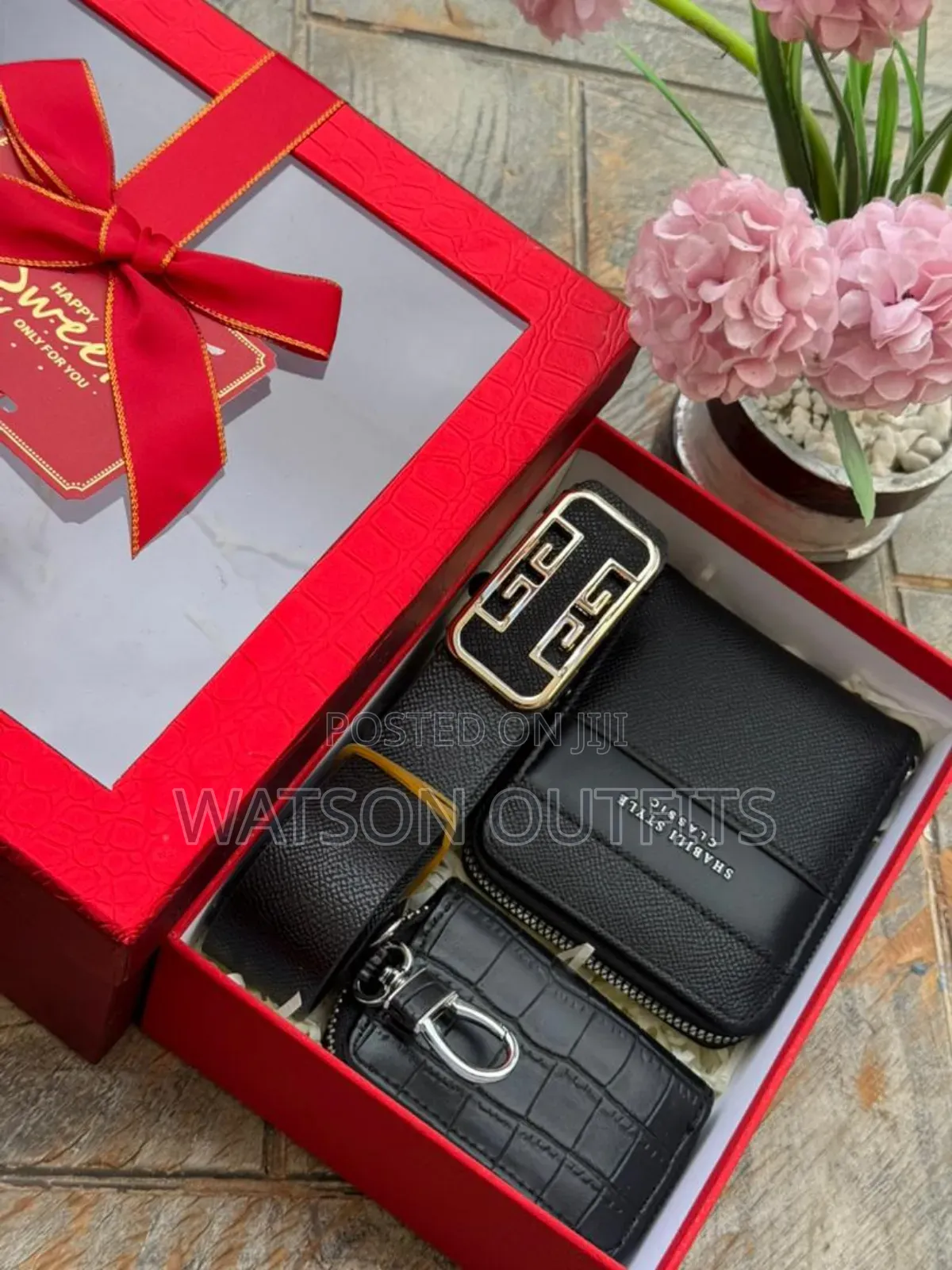 Men's Leather Sets of Belt Wallet and Keyholders Extensively Very Nice