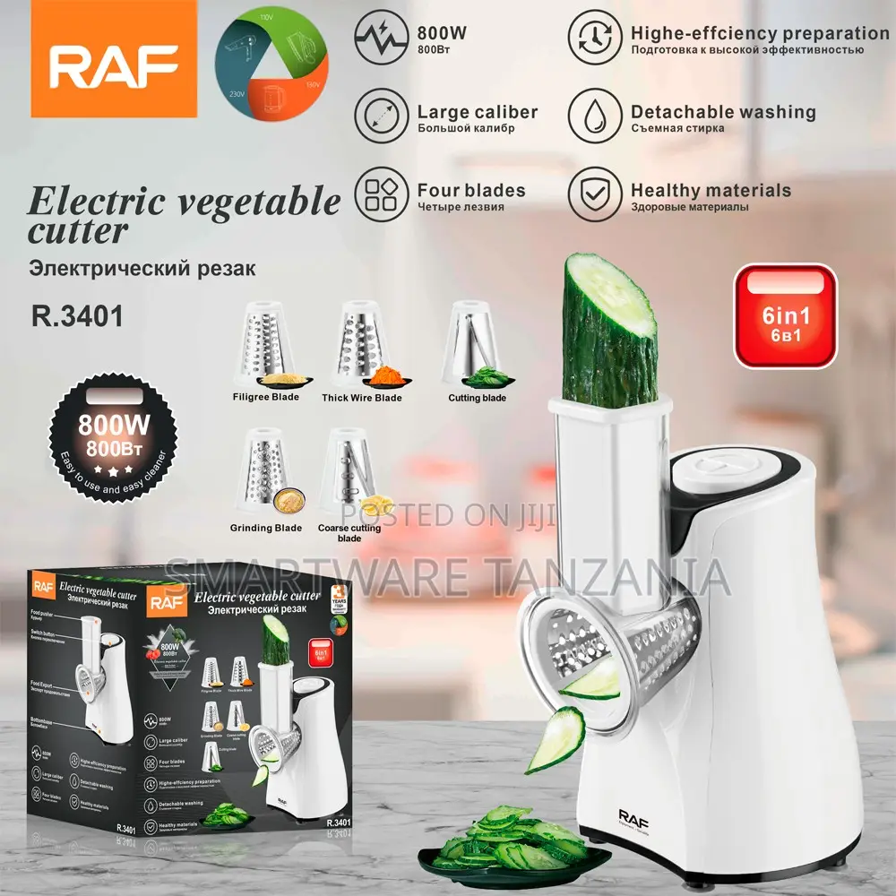 Raf R.3401 Electric Vegetable Cutter 800w - 6-in-1 Food Slicer