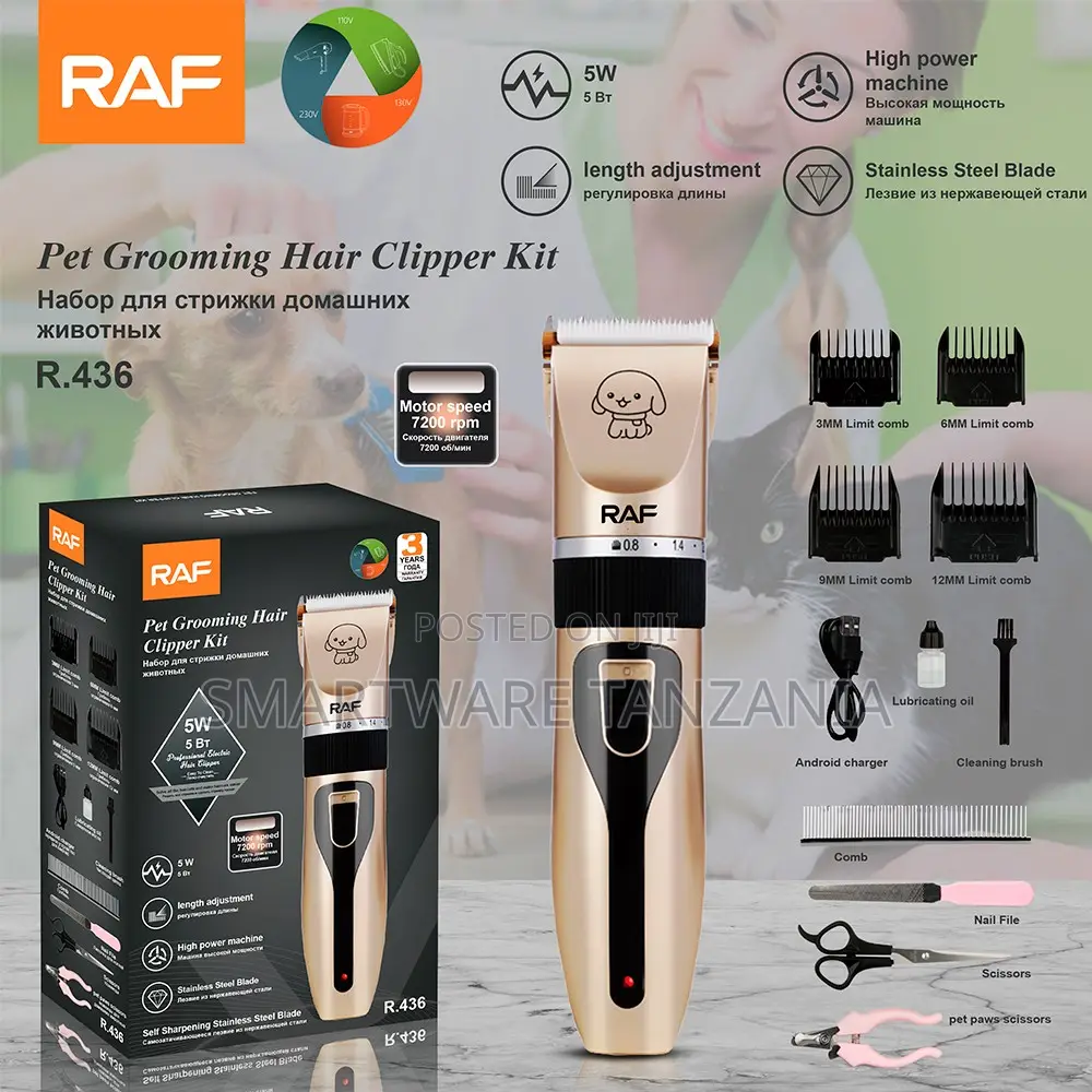 Raf R.436 Pet Grooming Clipper - Professional Dog Hair Trimmer 5w
