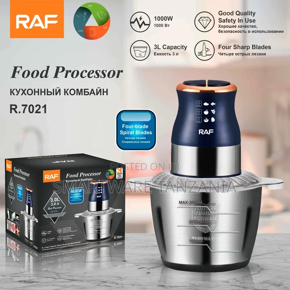 Raf R.7021 Food Processor 1000w Navy - 4-Blade Kitchen Chopper