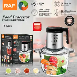 Raf R.3366 Food Processor 500w - 5l Glass Bowl Chopper Red